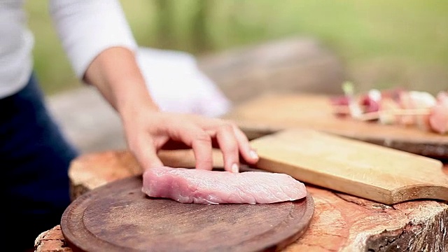 切片猪肉切视频素材