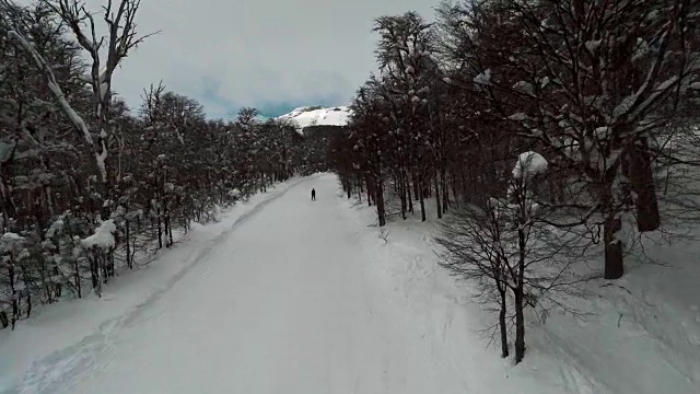 南美巴塔哥尼亚雪地上的滑雪者视频素材