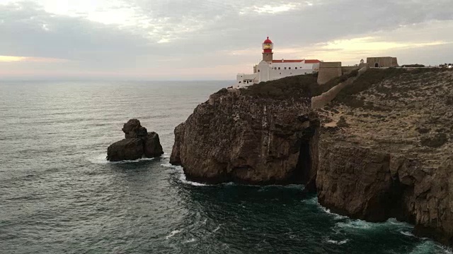 葡萄牙阿尔加维圣文森特Cabo De Sao Vincente灯塔视频素材