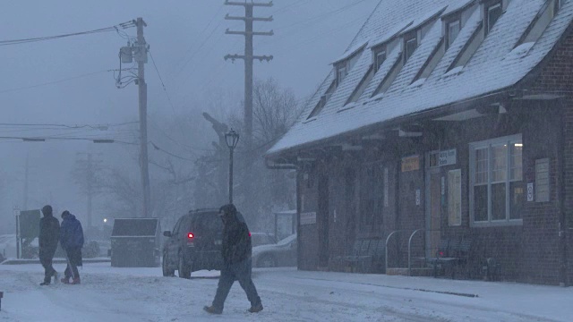 暴风雪，大雪，白茫茫的条件，冬季风暴-东北视频素材