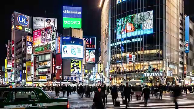 T/L WS TD Shibuya Crossing at Night /日本东京视频素材