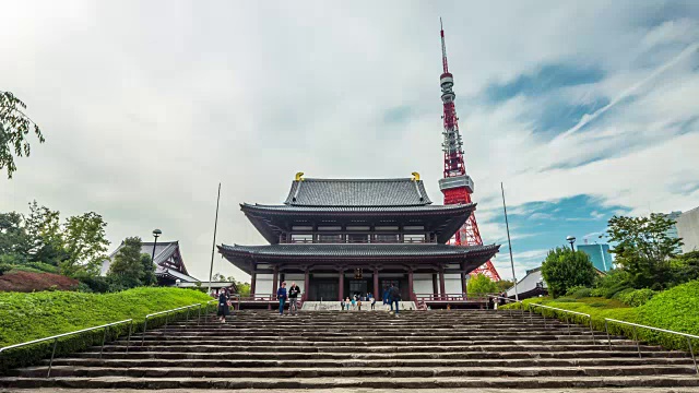 东京塔和增丈寺的时间流逝视频素材