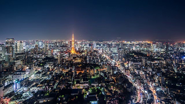 T/L WS HA Tokyo Skyline Dusk to Night Transition /东京，日本视频素材