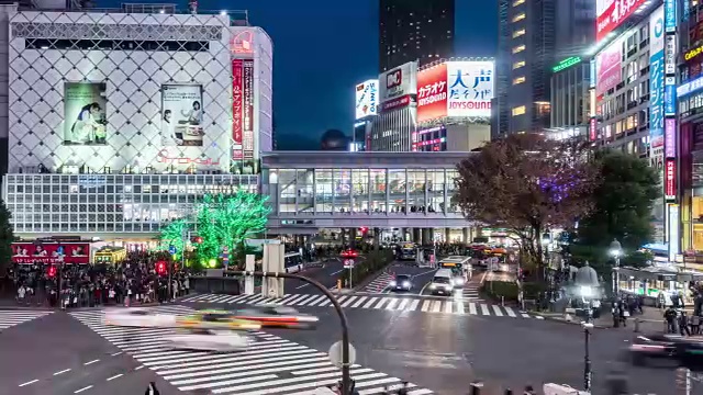 T/L WS HA PAN涉谷过境日至夜过渡/东京，日本视频素材