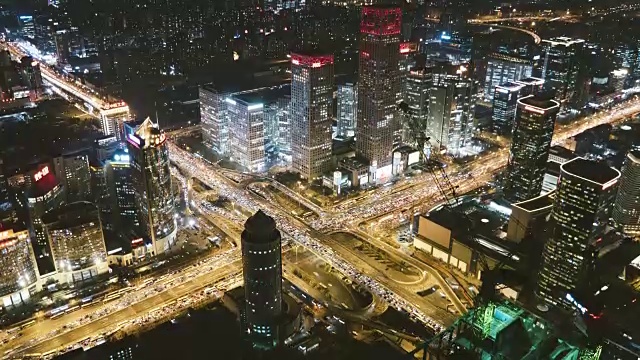 T/L WS HA TD Beijing CBD Traffic at Rush Hour /北京，中国视频素材