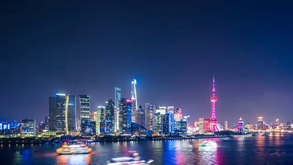 T/L WS Shanghai Skyline at Night /上海，中国视频素材