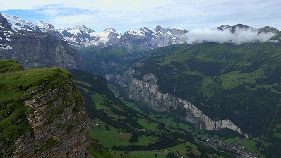 Lauterbrunnen山谷，从Männlichen，伯尔尼斯阿尔卑斯山，瑞士视频素材