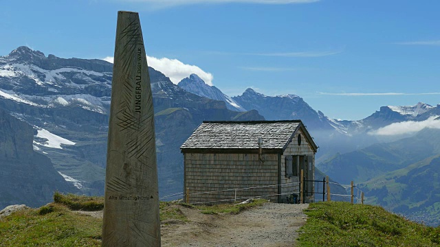 老Mitteleggi Hut, Kleine Scheidegg, Grindelwald, Bernese Oberland，伯尔尼州，瑞士视频素材