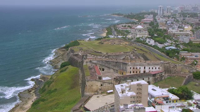 Castillo San Cristobal城堡/老圣胡安，波多黎各，美国视频素材