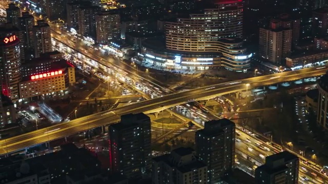 北京路交叉口夜景鸟瞰图视频素材