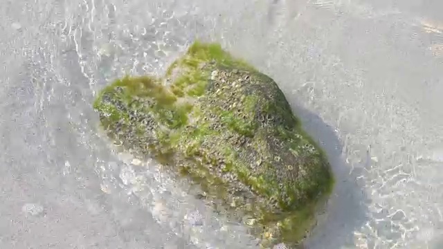 海浪撞击海滩上的岩石视频素材