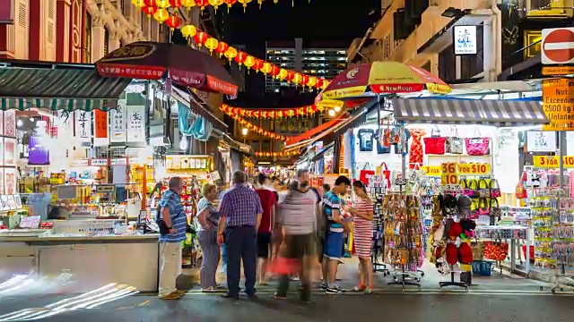 TL MS晚上在唐人街市场的人们视频下载