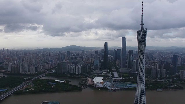 鸟瞰图城市在广州，广东，中国视频素材