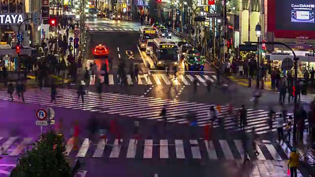 时间流逝，涉谷十字路口挤满了人视频素材