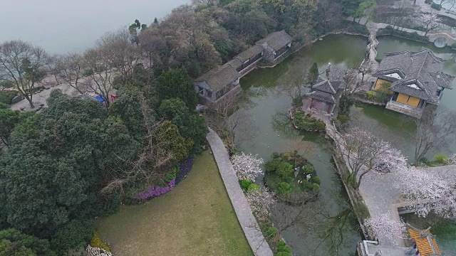 空龟头岛位于无锡市太湖樱花景区视频素材