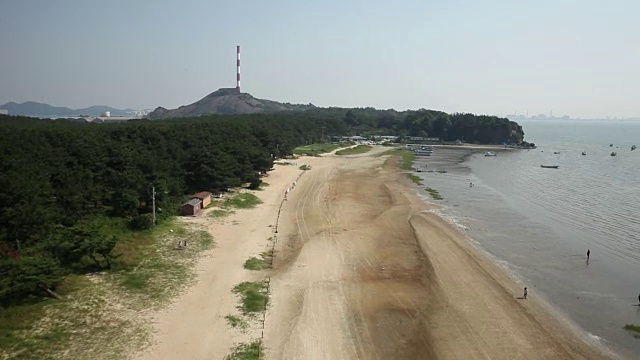 Gibulpo海滩鸟瞰图(Seocheon地区受欢迎的海滩)视频素材