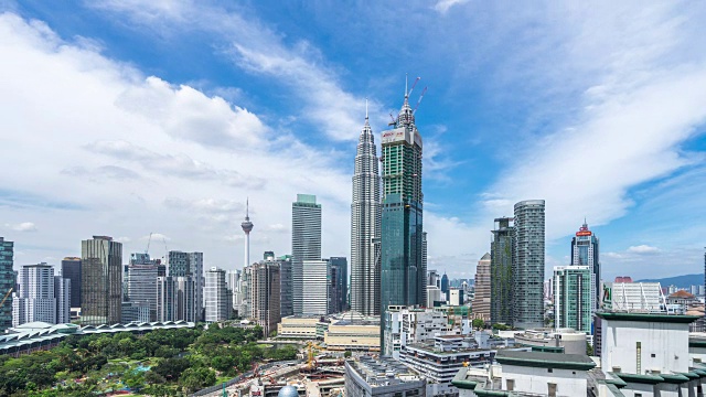 吉隆坡日出时的城市景观和天际线。时间流逝视频素材