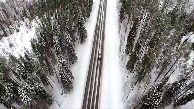 汽车穿过芬兰雪林视频下载