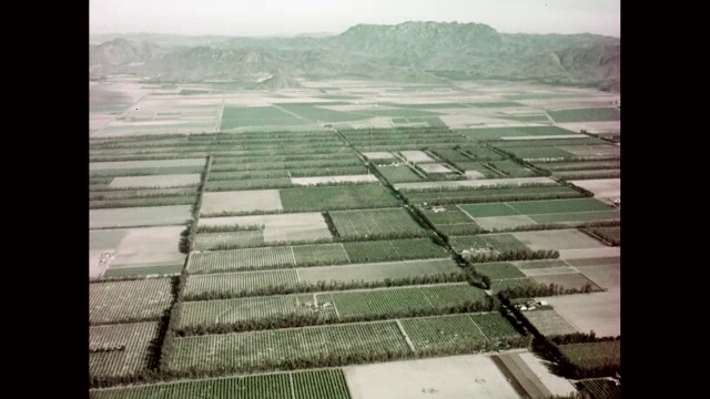 WS空中视角的农田，山脉/美国视频素材