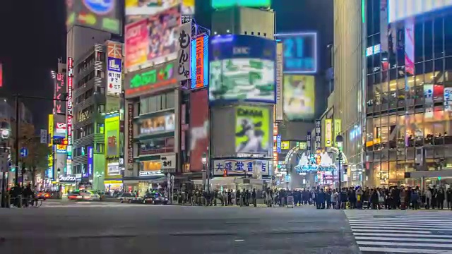 T/L WS ZO涩谷在夜间/东京，日本视频素材