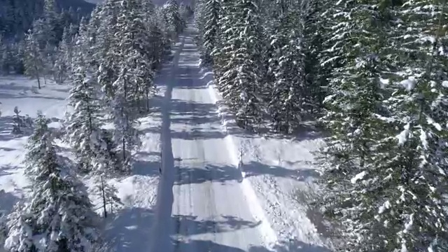 道路在雪山的冬季景观视频下载