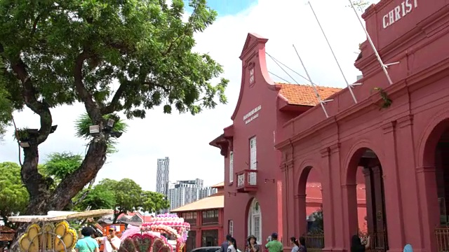 红色基督教堂，位于马来西亚马六甲市的历史中心视频素材