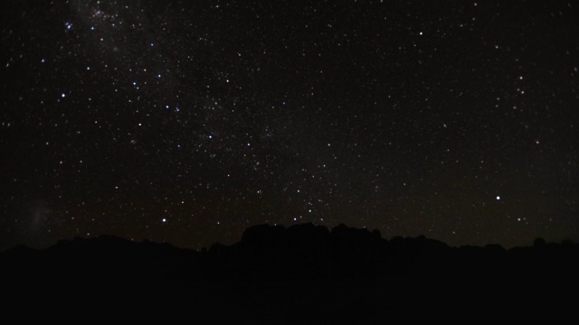 夜空中的星星落在岩石山脊后，安德林吉拉，马达加斯加视频素材