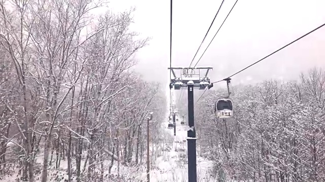 北海道二世谷滑雪胜地的缆车视频素材