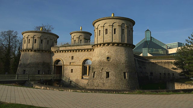 Fort Thuengen与现代艺术博物馆，让大公，MUDAM, Kirchberg，卢森堡市，卢森堡大公国视频素材