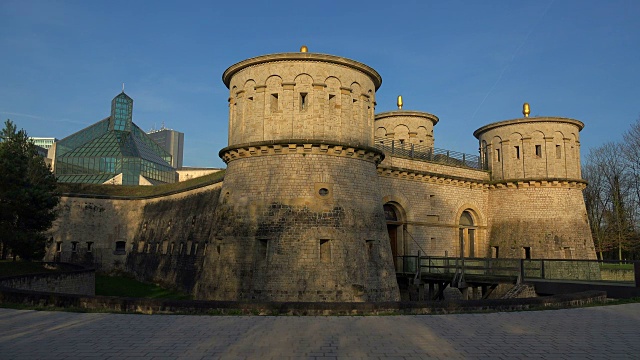 Fort Thuengen与现代艺术博物馆，让大公，MUDAM, Kirchberg，卢森堡市，卢森堡大公国视频素材