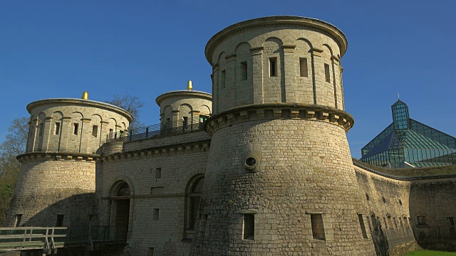 Fort Thuengen与现代艺术博物馆，让大公，MUDAM, Kirchberg，卢森堡市，卢森堡大公国视频素材