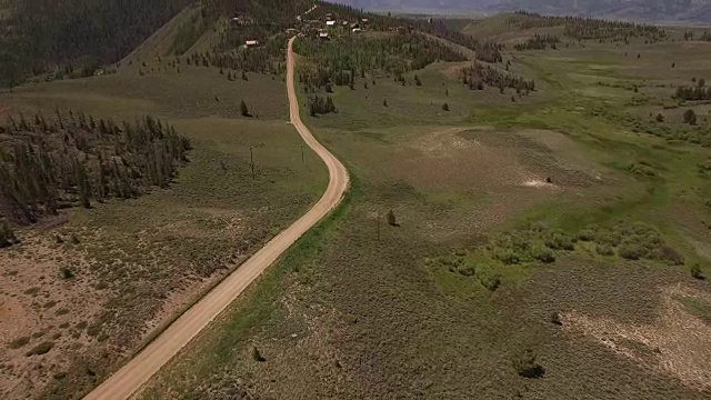 飞越道路到山城-无人机空中视频4K科罗拉多落基山脉，科罗拉多河，格兰比湖的山大坝，美丽的水反射，春天，原始的水，树叶，野生白杨树发现4K自然/野生动物/天气视频素材