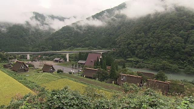 日本富山的茅草屋顶房屋视频素材