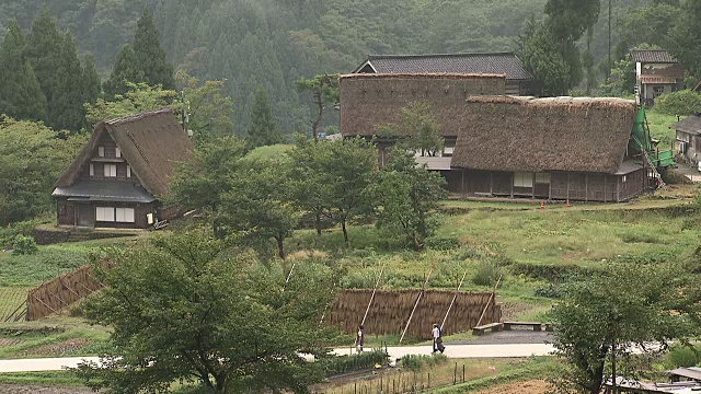 日本富山的茅草屋顶房屋视频素材