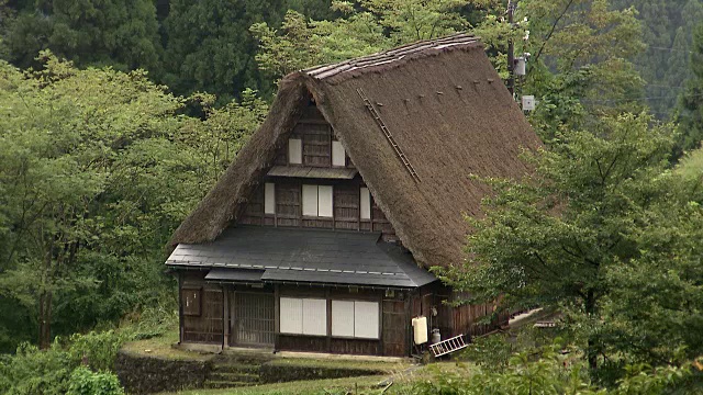 日本富山的茅草屋顶的房子视频素材