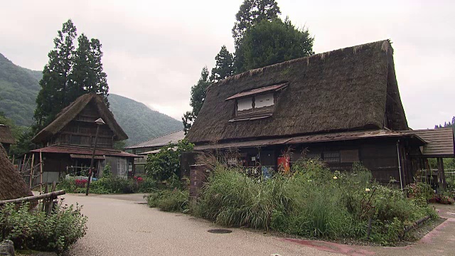 日本富山的茅草屋顶房屋视频素材