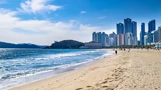 海云台海滩(韩国最受欢迎的海滩)视频素材