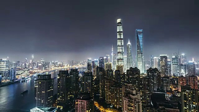 T/L WS HA ZO高角度上海夜景/中国上海视频素材