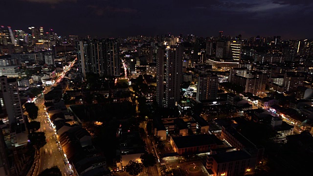 延时广角航拍新加坡夜景视频素材