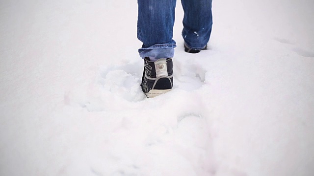 在雪地里行走视频素材