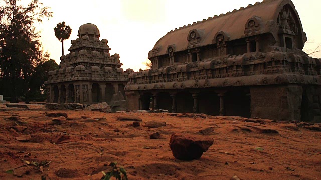 Pancha Rathas, Mahabalipuram，泰米尔纳德邦，印度视频素材