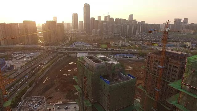 中国建筑工地鸟瞰图视频素材