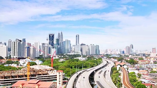 蓝天下吉隆坡的城市景观和天际线。视频素材