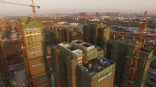 中国建筑工地鸟瞰图视频素材