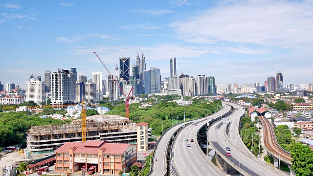 吉隆坡市中心十字路口交通繁忙。视频素材