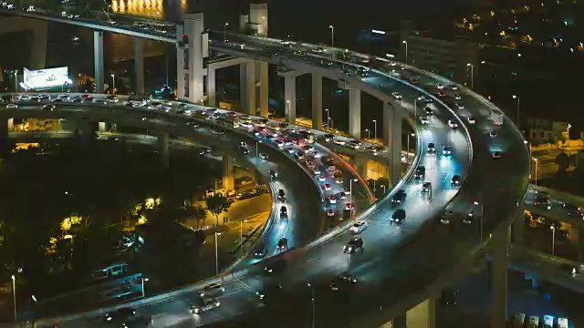 上海南浦大桥的高角度夜景。视频素材