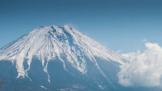 近景:日本山梨县富士山日光时间的延时视频素材