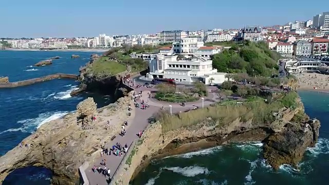 法国，比亚里茨鸟瞰图视频素材