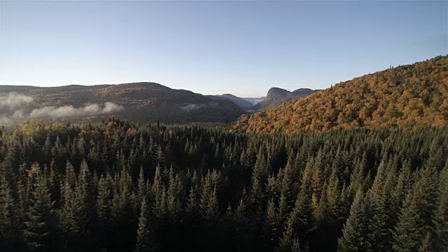 鸟瞰图的秋天景观自然，魁北克，加拿大视频下载