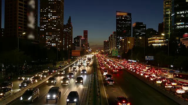 中国北京建国路夜景视频素材